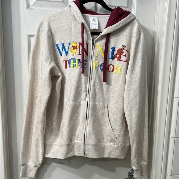 Disney Other - Disney Winnie the Pooh Zip Up Hoodie Cream Graphic Sweatshirt NWT Size Large
